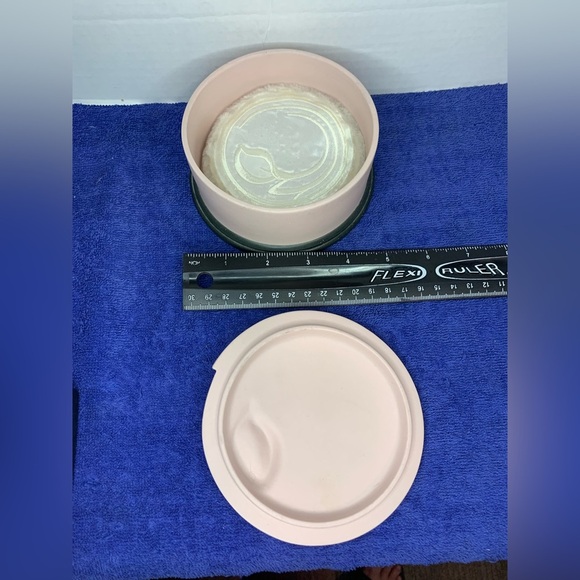 Dresser Powder & Trinket Box Art Deco Style Pink Crowning Touch Lilly Black Base - Picture 4 of 5